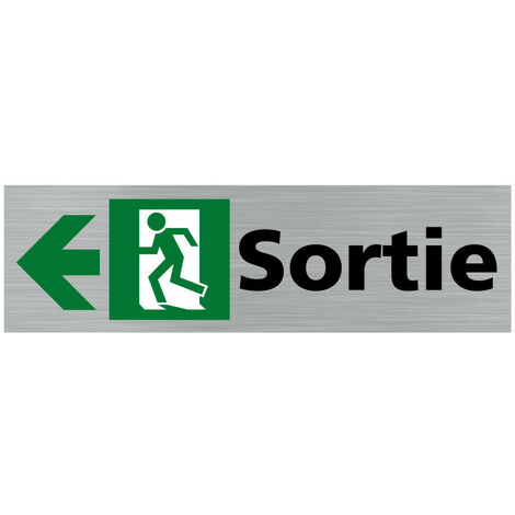 Pictogramme SORTIE DE SECOURS GAUCHE (Q0161).- Adhésif aspect aluminium brossé -