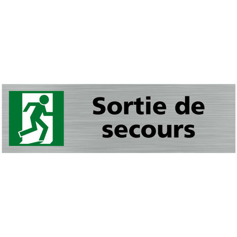 Pictogramme SORTIE DE SECOURS (Q0386).- Adhésif aspect aluminium brossé -