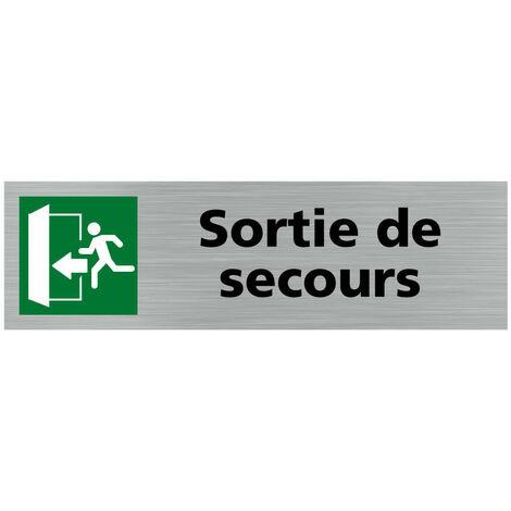 Pictogramme SORTIE DE SECOURS (Q0387).- Adhésif aspect aluminium brossé -