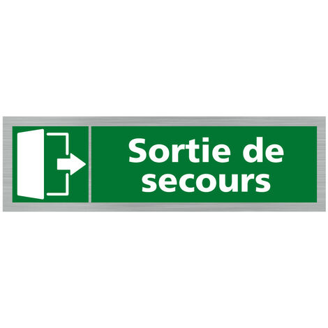 Pictogramme SORTIE DE SECOURS VERS LA DROITE (Q0384).- Adhésif aspect aluminium brossé -