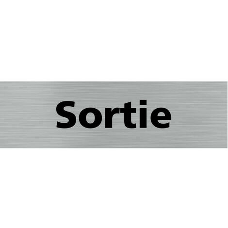 Panneau Signalétique "Sortie" Adhésif Aluminium - Petit Format, Couleur Argent, Moderne