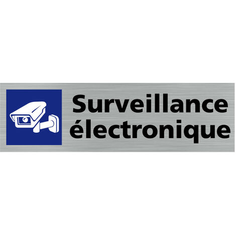 Pictogramme SURVEILLANCE ELECTRONIQUE (Q0252).- Adhésif aspect aluminium brossé -