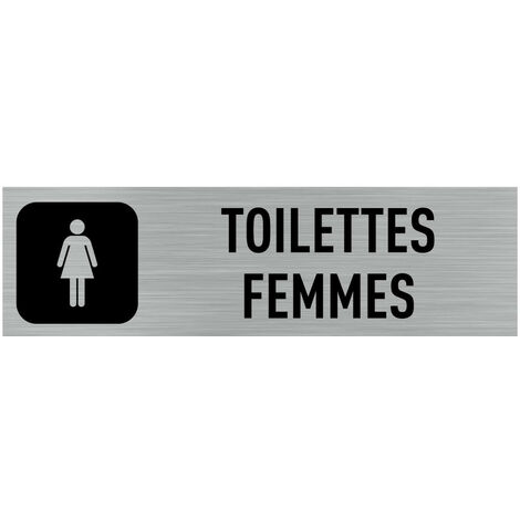 Pictogramme Toilettes Femmes (Q0004).- Adhésif aspect aluminium brossé -
