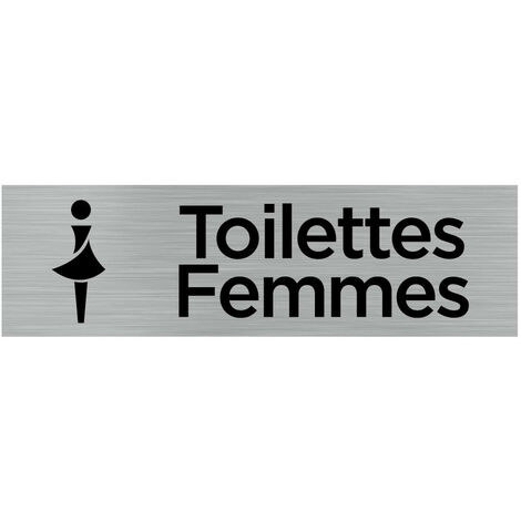 Pictogramme TOILETTES FEMMES (Q0062).- Adhésif aspect aluminium brossé -