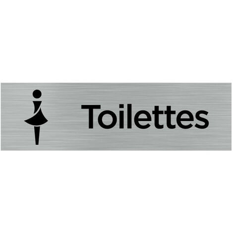 Pictogramme TOILETTES FEMMES (Q0063).- Adhésif aspect aluminium brossé -