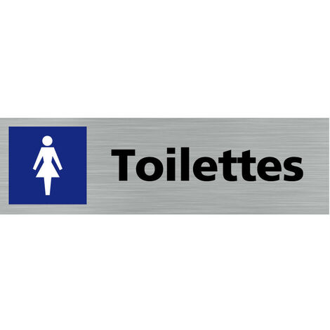Plaque de porte toilettes en métal 19x7,5cm TOILETTES