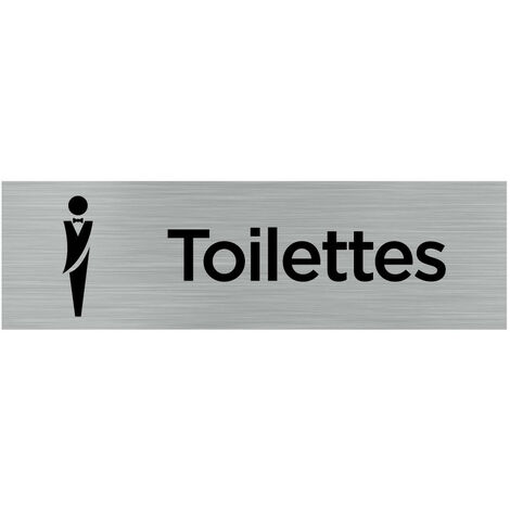 Pictogramme TOILETTES HOMMES (Q0061).- Adhésif aspect aluminium brossé -