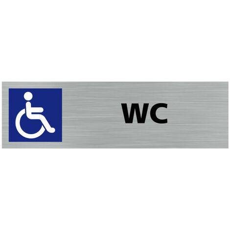Pictogramme WC HANDICAPE (Q0394).- Adhésif aspect aluminium brossé -