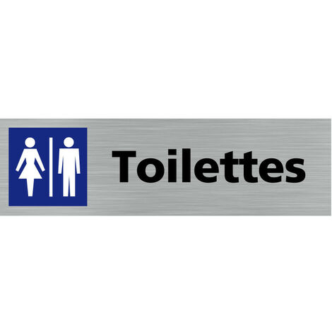 Pictogramme WC HOMME FEMME (Q0126).- Adhésif aspect aluminium brossé -