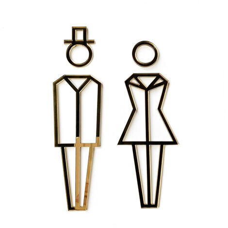 PIctogramme WC Hommes .- Plexi miroir or -