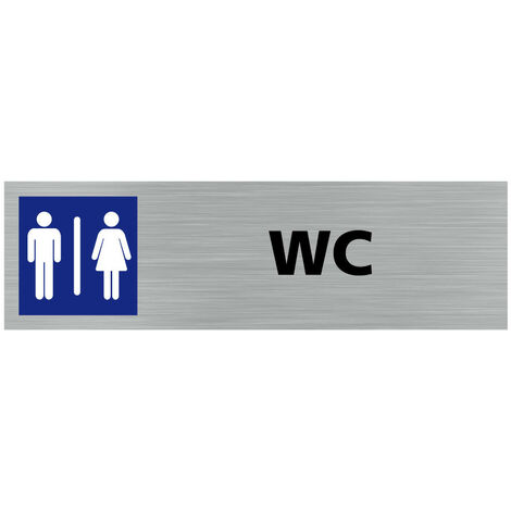 Pictogramme WC MIXTES (Q0393).- Plaque aluminium brossé -