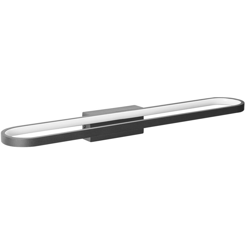 Beliani Picture and Mirror LED Light MIDOU Metal Black, Black