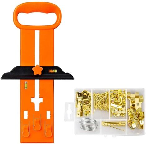 Picture frame hanging tool, picture hanging kit, frame level measuring tool to mark position, wall hanging accessories and level tools