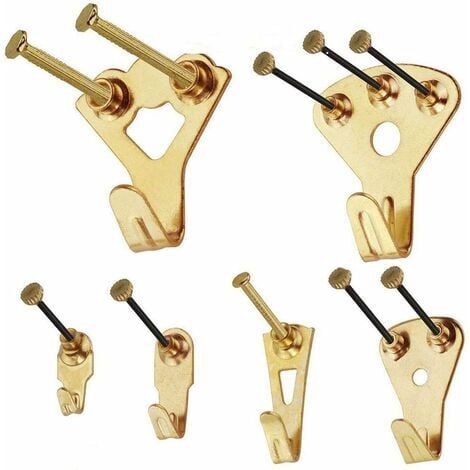 10 Lb. Wall Hanger Hook W/knurled Head Nails, Picture Frame Hangers, Brass  Plated, 10, 25 Pack 