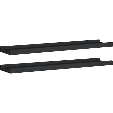 Picture Frame Ledge Shelves 2 pcs Black 60x9x3 cm MDF vidaXL