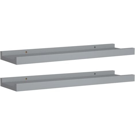 Picture Frame Ledge Shelves 2 pcs Grey 40x9x3 cm MDF vidaXL