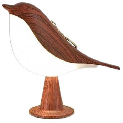 Pie créativedirigéLampe décorative pour voiture, veilleuse oiseau pour chambre à coucher, lampe de table tactile rechargeable, lampe de bureau, couleur acajou