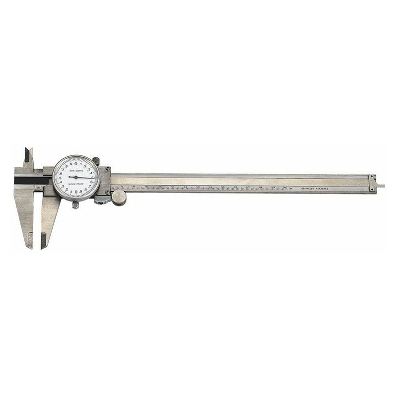 

Pie de rey con reloj comparador de acero inox. Bocas 40mm C005/150 - Fervi