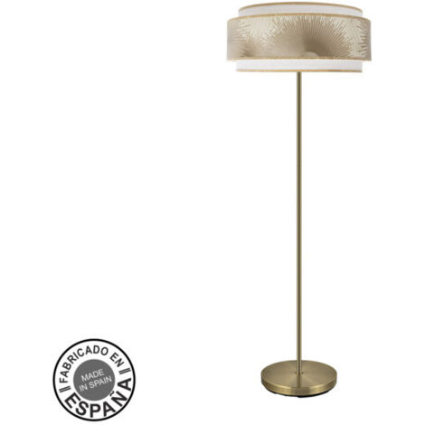 Pie De Salón 1xE27 Cuero Blanco Oro 160x40x40cm NEPAL