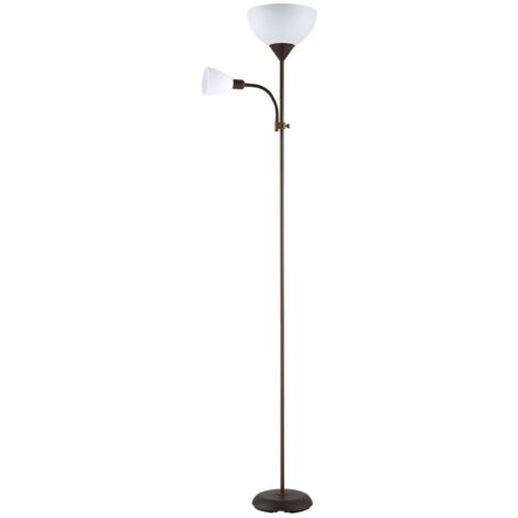 Pie de salón Rigel E27+E14 lector marrón