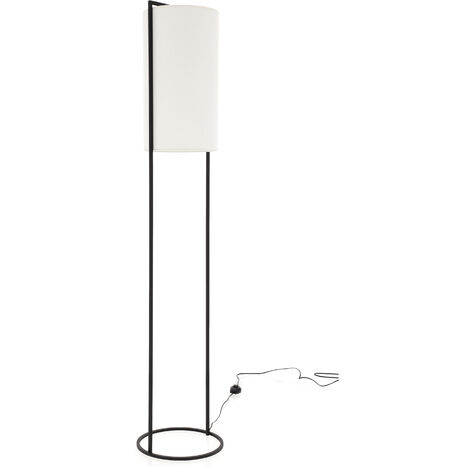 Pie de salón SINTRA E27 60W Negro Algodón blanco