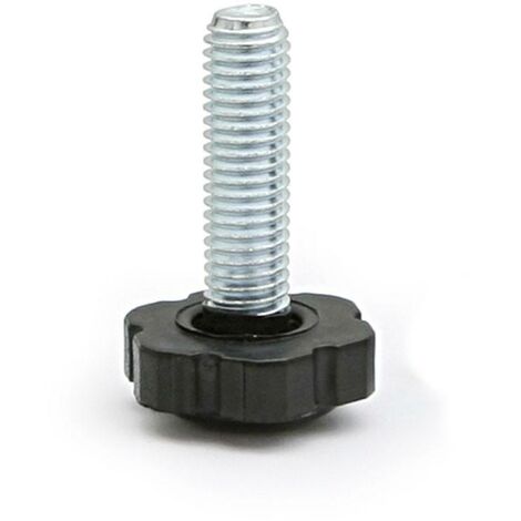 pie nivelador regulable dado d17x7 m6x25 negro largo rosca 15mm. grosor base 7mm.