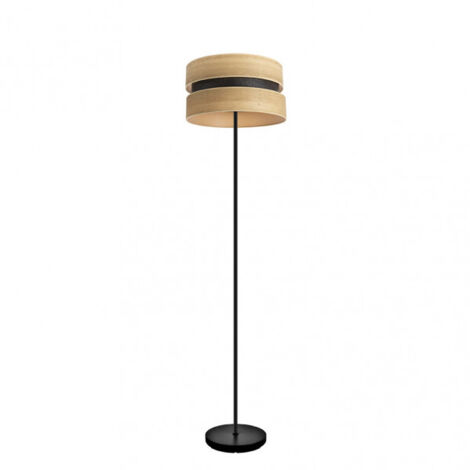 Pie salon colet 1xe27 negro/madera clara 160x40x40 cm