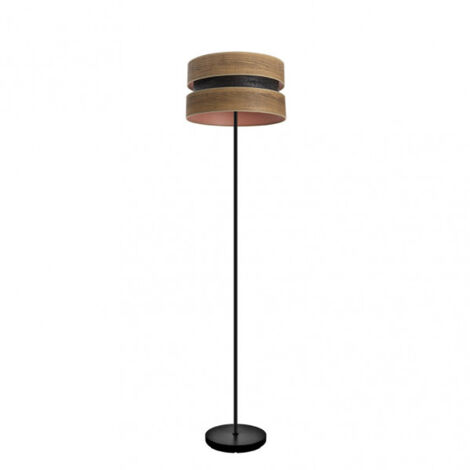 Pie salon colet 1xe27 negro/madera oscura 160x40x40 cm