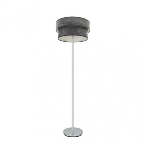 Pie Salon con patalla color madera Negra modelo Doble Smile FABRILAMP