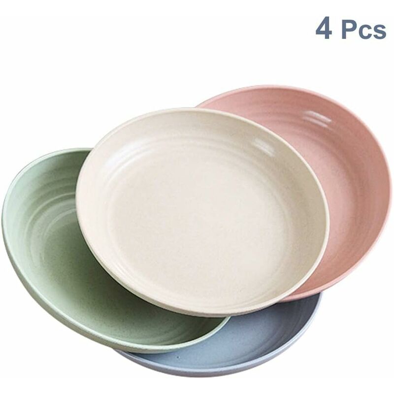 Piece 7.8 Wheat Straw Degradable Healthy Food Plates, Microwave & Dishwasher Safe, Snack Tray/Plates, Salad/Light Cake BPA Free for Kids, Toddlers,