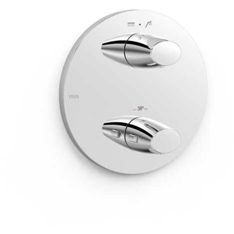 Pièce apparente pour boîtier encastré Therm-box 2 voies Chrome - TRES 28125001