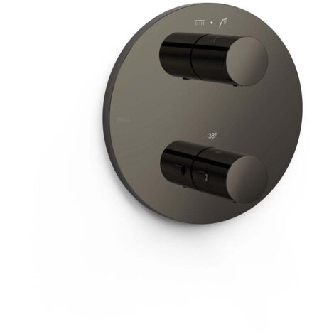 Pièce apparente pour boîtier encastré Therm-box 2 voies Noir Métallisé - TRES 26225001KM