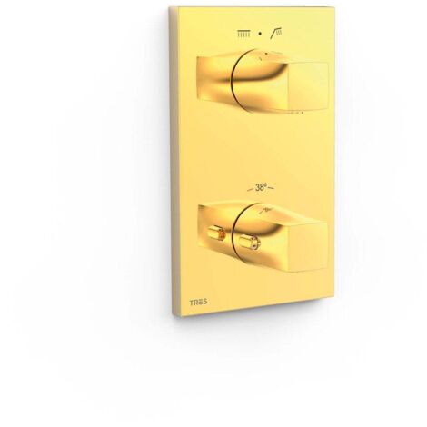 Pièce apparente pour boîtier encastré Therm-box 2 voies Or 24K - TRES 21125001OR
