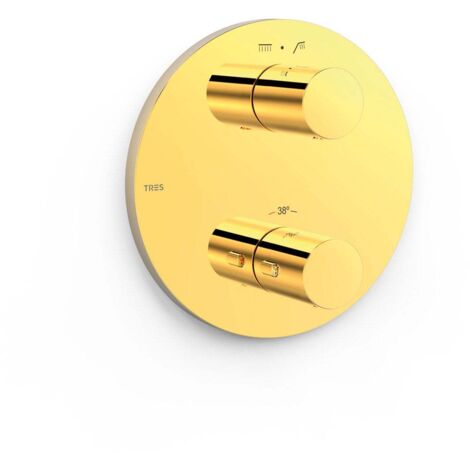 Pièce apparente pour boîtier encastré Therm-box 2 voies Or 24K - TRES 26225001OR