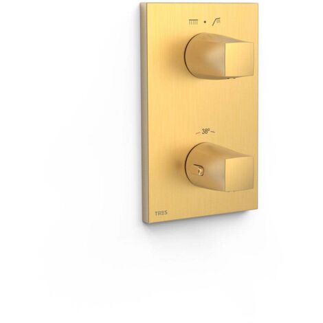 Pièce apparente pour boîtier encastré Therm-box 2 voies Or Mat 24K - TRES 21125001OM