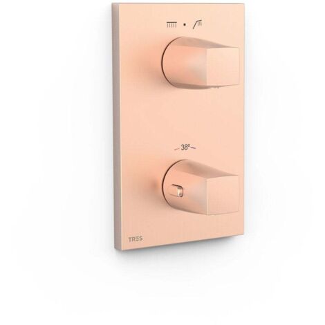 Pièce apparente pour boîtier encastré Therm-box 2 voies Or Rose Mat 24K - TRES 21125001OPM