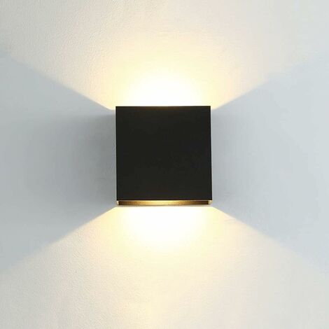 Pièce Applique Murale LED Moderne en Aluminuim Applique Murale Carrée Noire 10 x 10 x 5 cm Imperméable Convenant à l’Intérieur ou à l’Extérieur pour le Mur de Sallon Chambre Allée Jardin