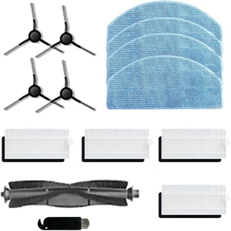 Pièce de rechange compatible avec robot aspirateur Honiture G20 : 1 brosse principale, 4 brosses latérales, 4 filtres Hepa, 4 lingettes accessoires de rechange
