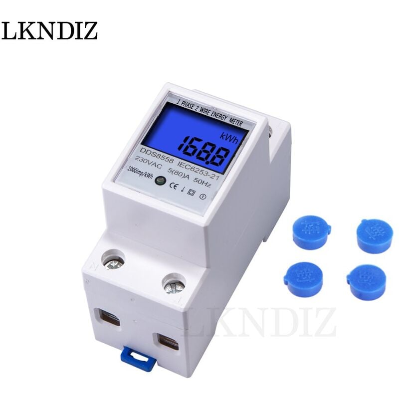 Piece Digital Energy Meter with din Rail 5(80)A Smart Backlight Electricity Meter for Home DDS8558 Electronic Single Phase 220V Rail Type Digital