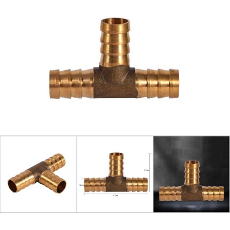 Pièce en T Laiton 12mm pour Raccord de Tuyau Carburant Air Comprimé Huile Gaz