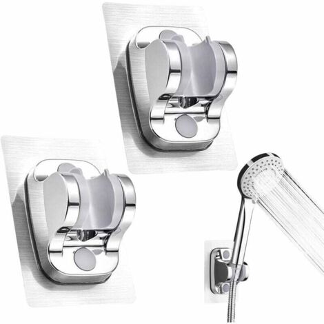 Piece Wall Mounted Shower Head Holder, No Drilling Required, Detachable, Adjustable Angle, Waterproof, for Shower Head, Bathroom Accessory, Hotel (Silver)
