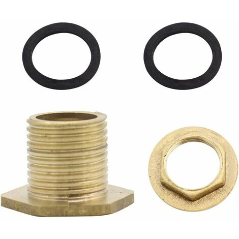 Pieces 1/2 Brass Reducer Garden Hose Fitting Brass Tank Feedthrough for Cistern Taps and Water Tanks