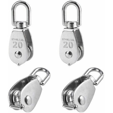 Pieces 20mm Single Pulley Stainless Steel Pulley Lifting Pulley Pulley Capacity - Silver