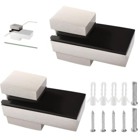 Pieces 3-16 mm Adjustable Glass Shelf Brackets, Zinc Alloy Adjustable Glass Clamps, Wall Mounted Glass Shelf Clamps, for Wood/Glass Shelves, Brushed Silver