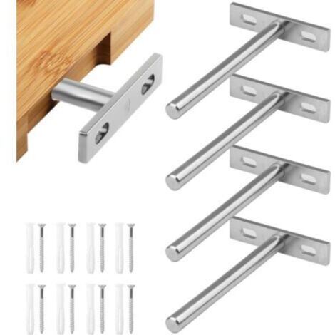 Pieces 5 Inch Floating Shelf Brackets Invisible Shelf Support, Invisible Shelf Mounting Floating Shelf Bracket for Wall Mounting Silver
