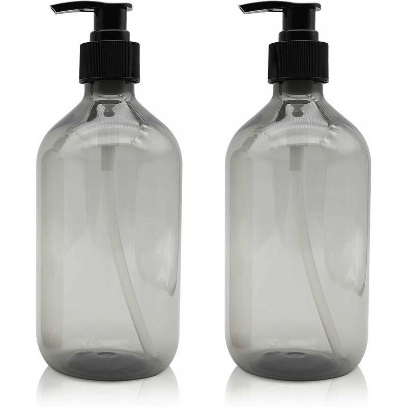 Pieces 500ml Soap Dispenser Empty Plastic Pump Bottles Refillable for Essential Oils Lotions Shampoo Conditioner (Grey)