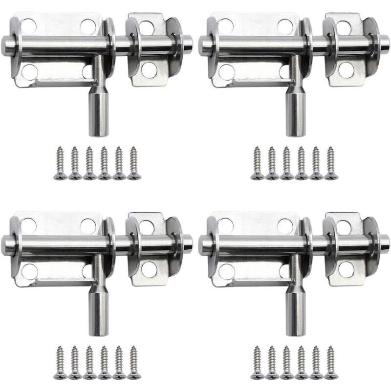 Pieces 65mm Mini Stainless Steel Sliding Door Locks Security Door Latches with Screws for Bathroom Door Wooden Door Pet Door Bedroom..D