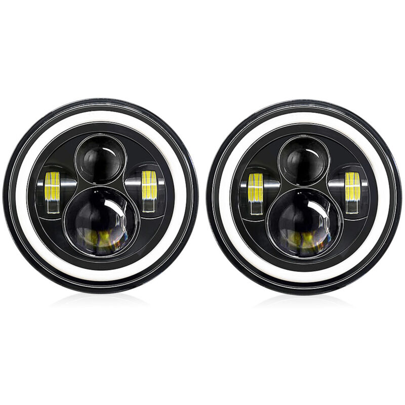 Lifcausal - 2 pièces 7 pouces voiture moto phare led avec DRL/clignotant/feux de croisement/feux de route 7 ''phare rond 6000K 140W IP67 étanche