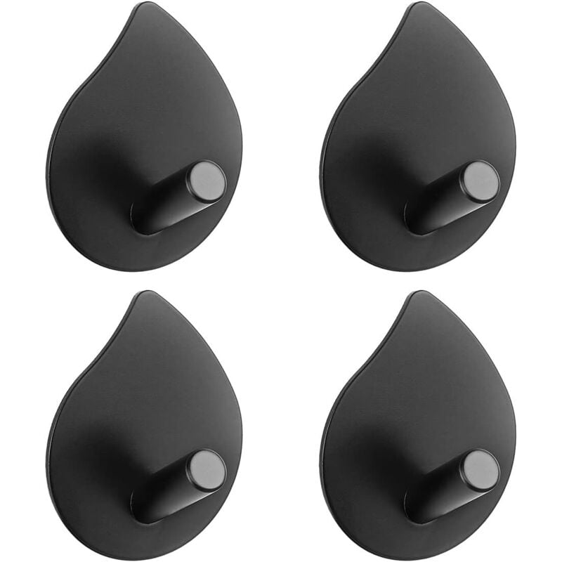 CCYKXA 4 Pieces (Black) Adhesive Wall Hook, Stainless Steel Bathroom Hook, Kitchen Towel Hanger without Drilling