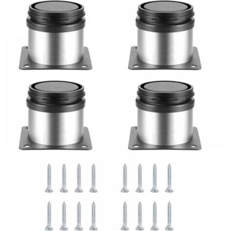 Pieces Adjustable Furniture Legs, Height Adjustable Metal Table Legs, Kitchen Furniture Legs, Furniture Legs for Cabinets, Shelves, and Tables, Stainless Steel, with Screws (50X50MM, Silver)